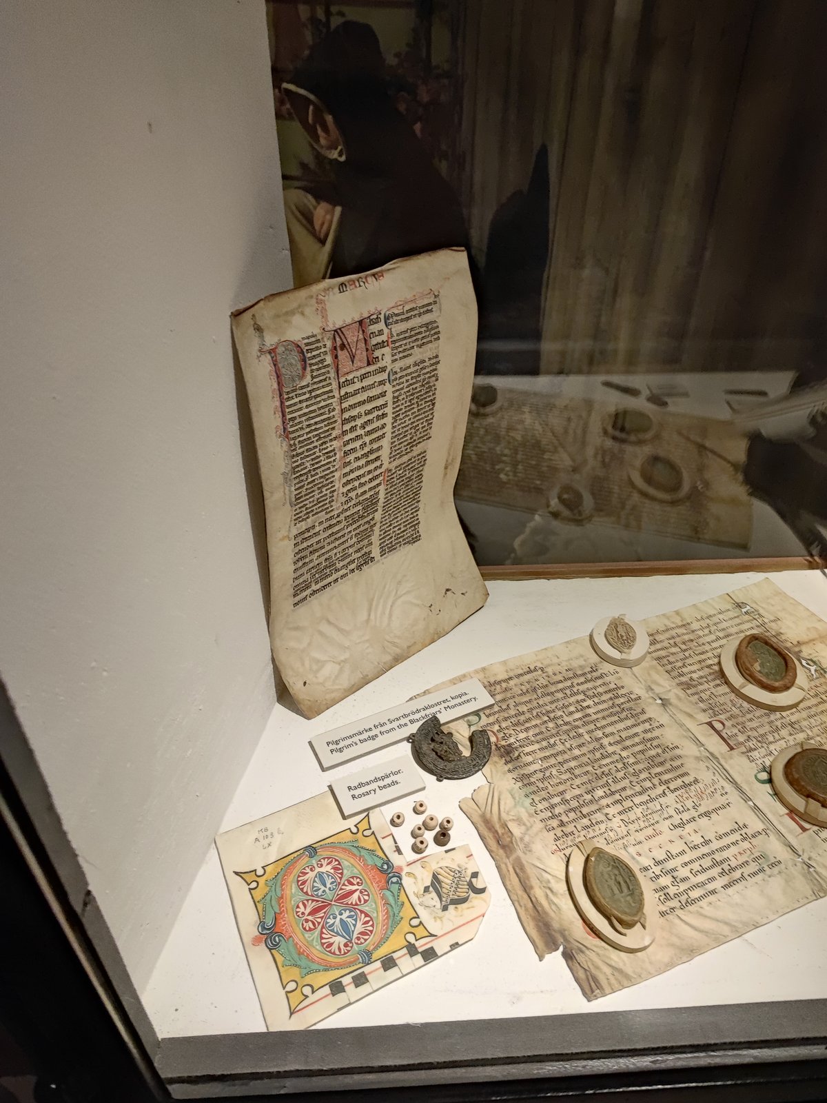 Books from the Middle Ages displayed at Medeltidsmuseet