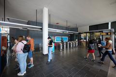 Interior entrance of Mont-Royal metro station with modern design and lighting