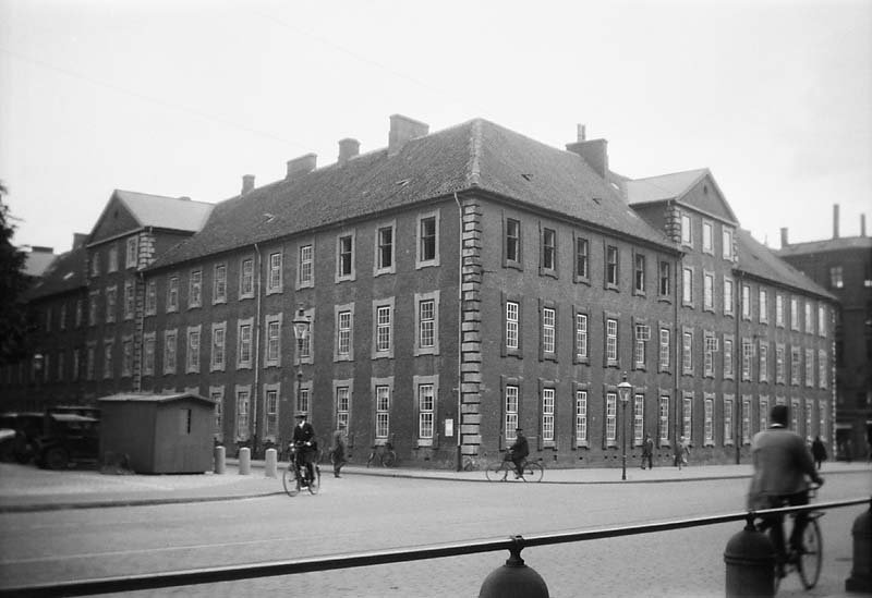 The historic 18th-century Vartov building at the corner of Farvergade and Vester Voldgade in Copenhagen, once used as a hospital until 1934