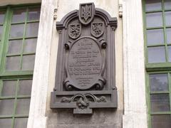 Memorial plaque at Lviv Market square commemorating the proclamation of the Act of Restoration of the Ukrainian State in 1941