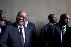 President Obama and President Jacob Zuma waiting in tunnel at Soccer City stadium in South Africa