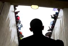 President Barack Obama waiting in tunnel at Soccer City Johannesburg before Nelson Mandela memorial
