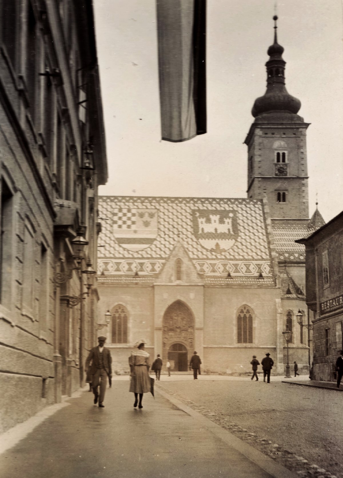 Cirilometodska ulica street view with Crkva Sv. Marka (St. Mark's Church) in Zagreb