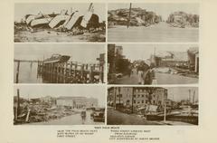 Devastation after the 1928 Okeechobee Hurricane in Florida with destroyed property and flooded areas