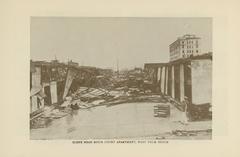 Flooded area in Florida after the 1928 Okeechobee Hurricane with submerged buildings and trees