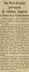 Violent street fights involving North Africans in Douai and Valenciennes in 1952