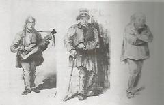 Pencil drawings of Valenciennes inhabitants by French artist Alphonse Chigot around 1855