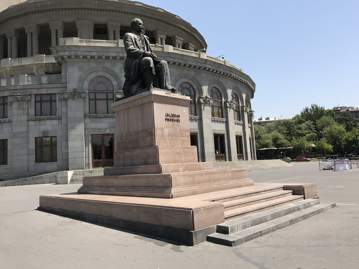 Monument of Tumanyan in front of the Opera House of Yerevan, Armenia