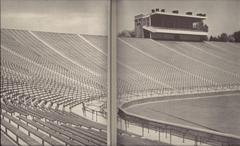 Michigan Stadium aerial view in 1933 showing large crowd