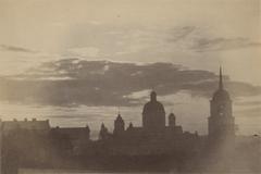 Historical black and white photograph of Vilnia's Duchaŭskaja Street featuring the Cathedral of the Holy Spirit in 1913