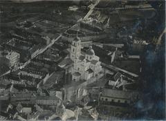 Aerial view of Vilnia, Vastrabramskaja street featuring the Holy Spirit Cathedral, 1917