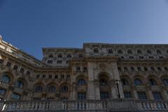 April 2018 spring scene in Bucharest with buildings and blue sky