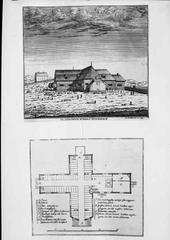 Johanneskyrkan (Saint John's Church) exterior view from the south with architectural details and floor plan