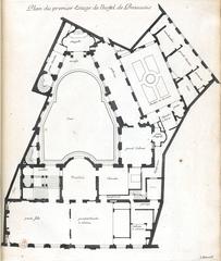 Architectural floor plan of Hôtel de Beauvais first floor by Jean Marot