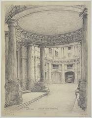 Drawing of the courtyard and porch of the Hôtel de Beauvais in Paris, created in 1926 by Gustave Ferdinand Boberg