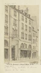 Drawing of the facade of Hôtel de Beauvais at 68 rue François Miron, Paris, by Léon Leymonnerye in 1875