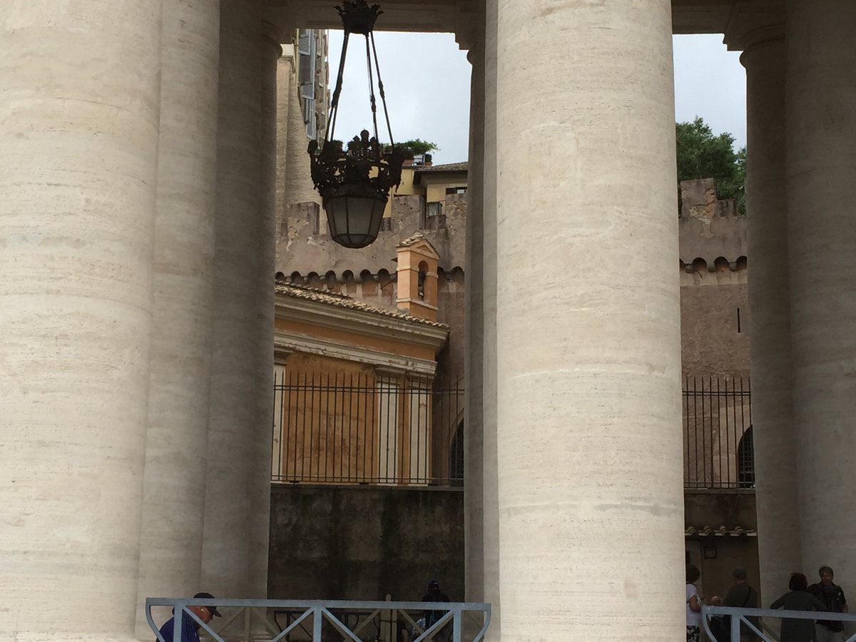 View of the bell tower of the church from St. Peter's Square