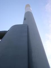 Industrial chimney at Helsinki University of Technology against blue sky