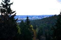 View of Antakalnis and Žirmūnai neighborhoods from Pavilniai Regional Park forests in Vilnius