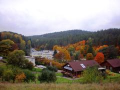 View of Žolyno Street from Pavilniai Park hills in Sapieginė, Vilnius