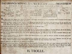 Historical Swedish Navy meal schedule from 1782