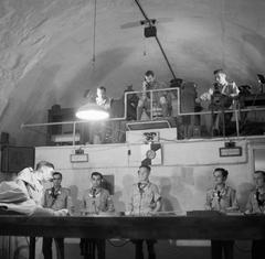 Interior of Coastal Defence room inside War Headquarters, Malta with personnel working