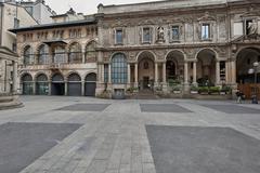 Historic Scuole Palatine building in Milan with classical architecture