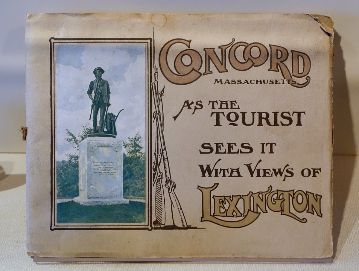 Exhibit in Concord Museum showcasing historic views of Concord and Lexington from 1908
