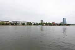 Ignatz Bubis Bridge in Frankfurt am Main with modern architectural design and river view