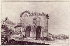 Fonte Nuova drawing by Alessandro Romani 1846
