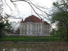 Castle in Leśnica, Wroclaw, Poland surrounded by greenery