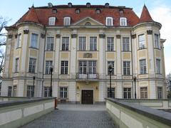 Leśnica Castle in Wroclaw Poland surrounded by greenery