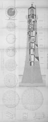 Structural engineering drawing of Wolf Rock Lighthouse in Cornwall, England