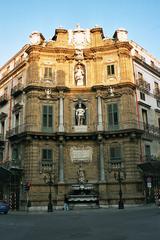 Baroque facade of Quattro Canti at the southeast corner in Palermo