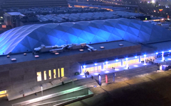 Palais 12 venue in Brussels exterior at dusk