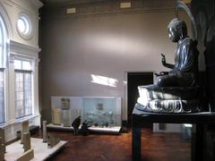 Great hall of Musée Cernuschi in Paris with classical columns and elegant interior design