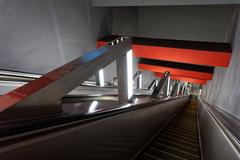 Moscow Mnyovniki Metro Station escalators interior