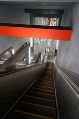 escalators at Moscow Mnyovniki metro station interior
