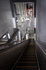 Mnyovniki metro station escalators in Moscow