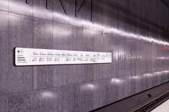 Interior of Mnyovniki metro station in Moscow with modern design and lighting