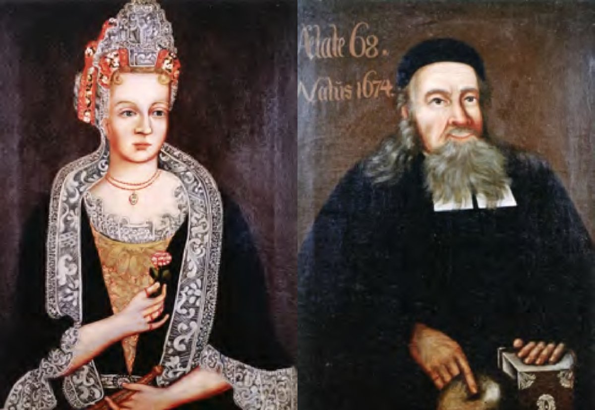Portraits of Christina Brodersonia and Nils Linnaeus, parents of Carl Linnaeus, from Hammarby, Sweden