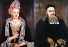 Portraits of Christina Brodersonia and Nils Linnaeus, parents of Carl Linnaeus, from Hammarby, Sweden