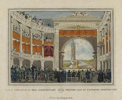 Interior view of Theater in der Josefstadt in 19th century Vienna showing ornate balconies and stage