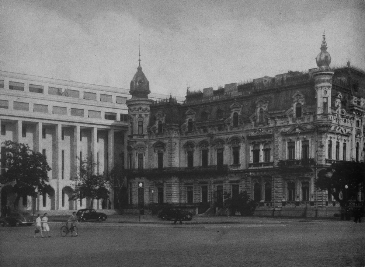 Interwar or WW2 photo of Victoria Palace and Sturdza Palace in Victory Square Bucharest Romania