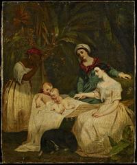 Paul and Virginie with their cradle, anonymous copy after painting by Adèle Ferrand
