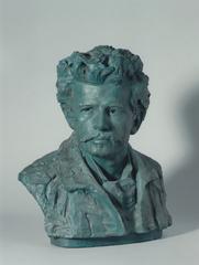 Bronze patinated plaster bust of artist David Wallin sculpted by Carl Fagerberg in 1902