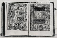 1492 illuminated manuscript Book of Hours page with religious illustration and ornate decorations