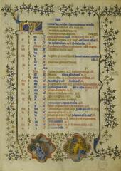 Historical medieval calendar manuscript page from Calendarium Parisiense