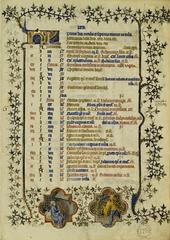 Leaf from the Calendarium Parisiense manuscript with medieval calendar illustrations