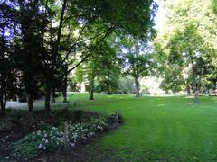 Rothschildpark in Frankfurt am Main with green trees and walking paths